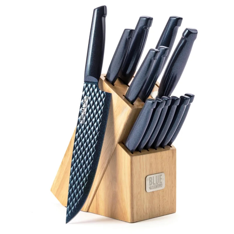Blue Diamond Stainless Steel Cutlery, 14 Piece Knife Block Set, Dishwasher Safe, Blue kitchen knife kitchen knife set
