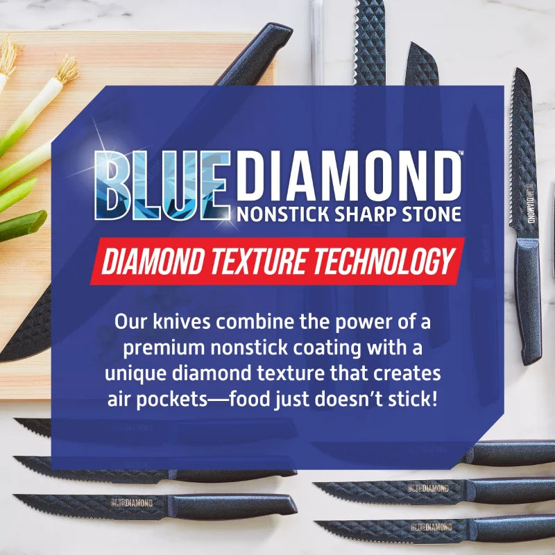 Blue Diamond Stainless Steel Cutlery, 14 Piece Knife Block Set, Dishwasher Safe, Blue kitchen knife kitchen knife set