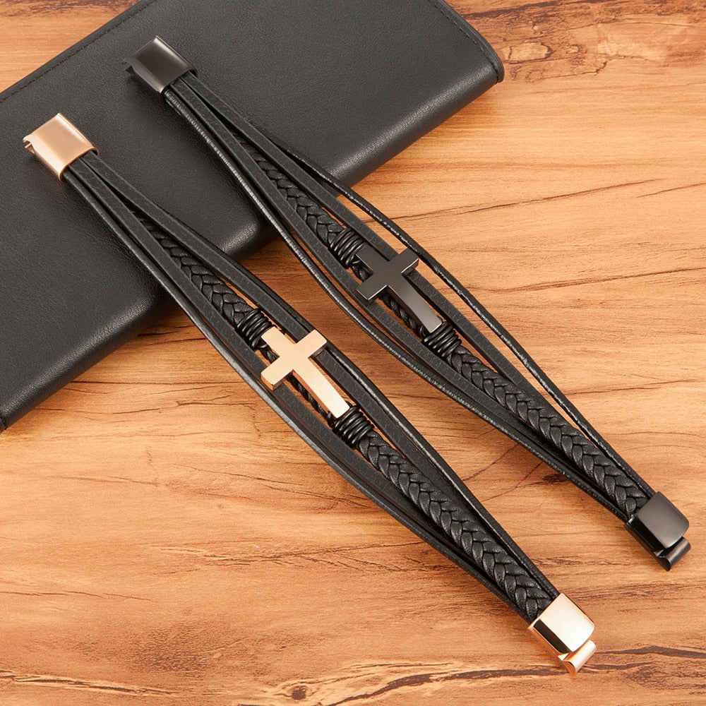 Clasp Stitching Men's Leather Bracelet - Don't Know What To Gift