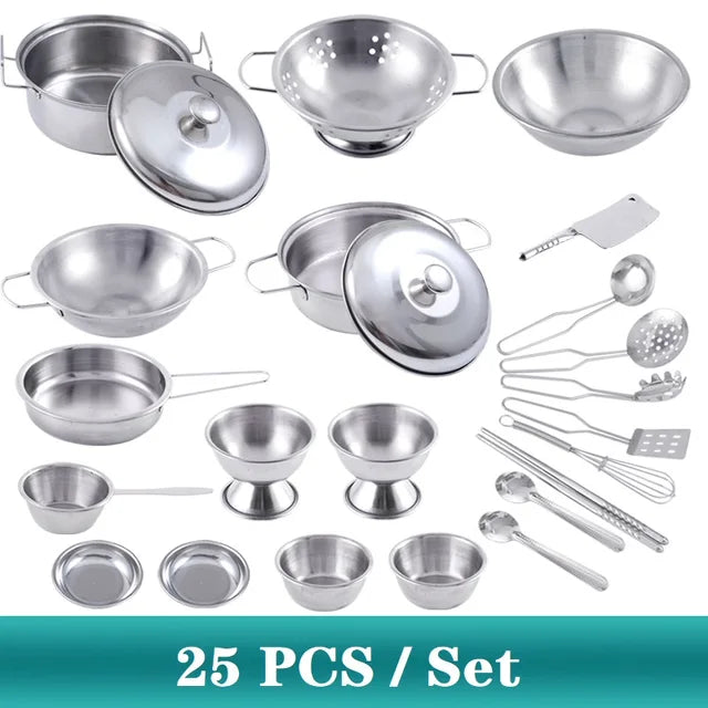 Kids Simulation Play House Toys Stainless Steel Kitchen MINI Cooking Utensils Pots Pans Food Toys Miniature Kitchen Tools Set - Don't Know What To Gift