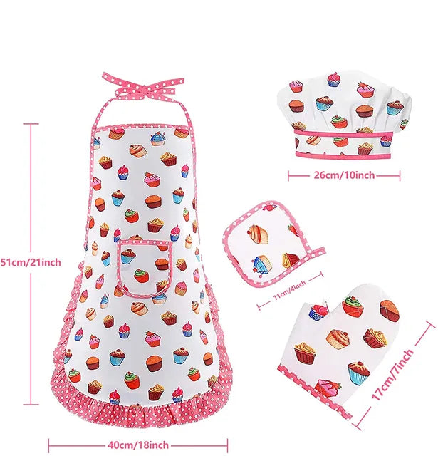 4/11Pcs Kids Cooking Apron Gloves Hat Set Pink Easter Halloween Child Chef Kitchen Baking Tool Play House Toys - Don't Know What To Gift