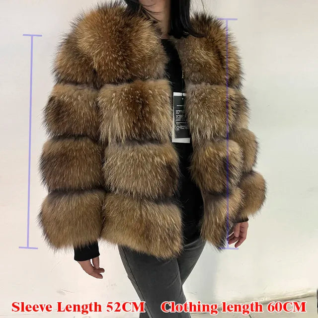 MAOMAOKONG Super Hot Winter Women Luxury Thick Real Raccoon Fur Coat 100% Natural Fox Fur Jacket Plus Size Jackets Female Vest