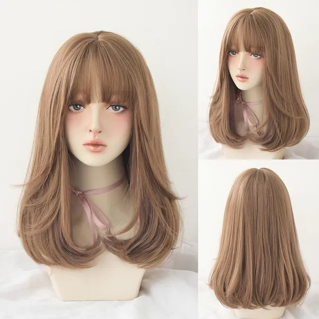 Dense Long Wave Wig Women Wig with Bangs Blonde Cospaly Lolita Daily Party Synthetic Wigs Heat Resistant Fiber Natural Fake Hair - Don't Know What To Gift