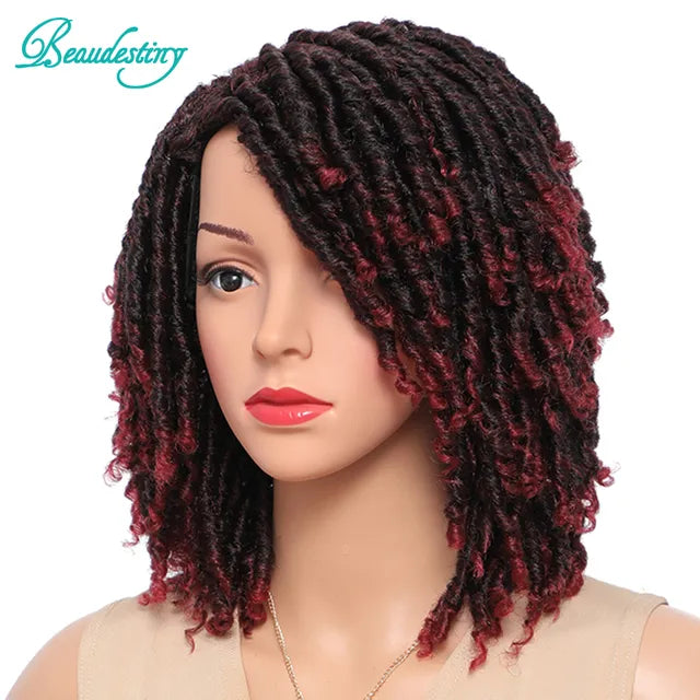 Braided Wigs For Women Synthetic Wig Ombre Braided Dreadlock Wig Black Brown Red African Faux Locs Crochet Twist Hair Short Wigs - Don't Know What To Gift