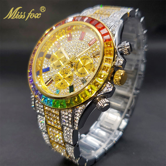 Luxury Gold Men's Watch Waterproof Stainless Steel Iced Bracelet - Don't Know What To Gift