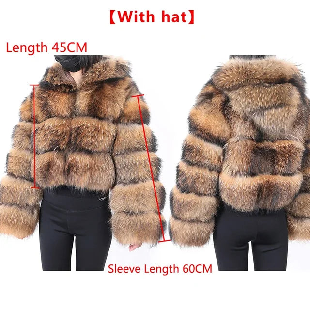 MAOMAOKONG Super Hot Winter Women Luxury Thick Real Raccoon Fur Coat 100% Natural Fox Fur Jacket Plus Size Jackets Female Vest