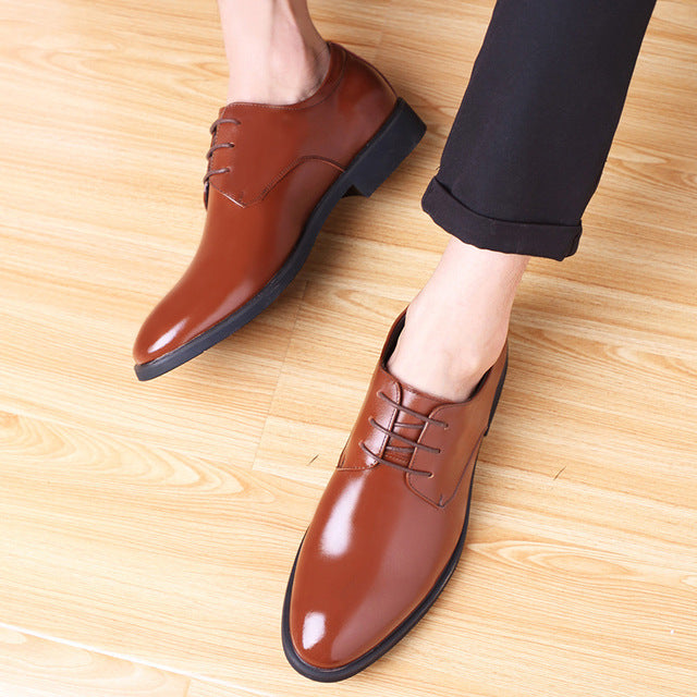 Thick-soled Laced Up Mens Shoes