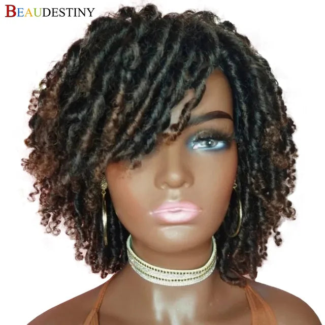 Braided Wigs For Women Synthetic Wig Ombre Braided Dreadlock Wig Black Brown Red African Faux Locs Crochet Twist Hair Short Wigs - Don't Know What To Gift