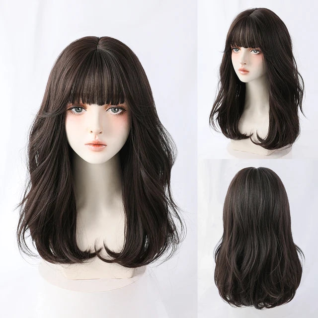 Dense Long Wave Wig Women Wig with Bangs Blonde Cospaly Lolita Daily Party Synthetic Wigs Heat Resistant Fiber Natural Fake Hair - Don't Know What To Gift