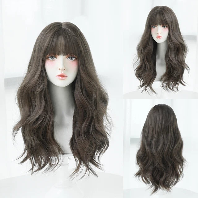 Dense Long Wave Wig Women Wig with Bangs Blonde Cospaly Lolita Daily Party Synthetic Wigs Heat Resistant Fiber Natural Fake Hair - Don't Know What To Gift