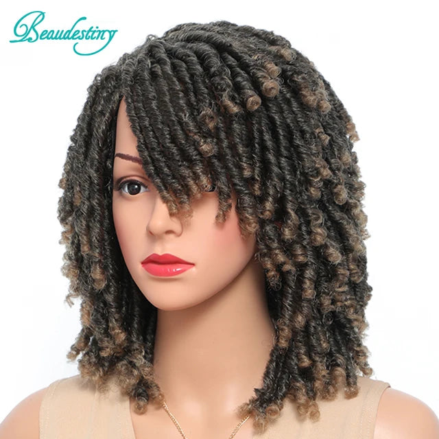 Braided Wigs For Women Synthetic Wig Ombre Braided Dreadlock Wig Black Brown Red African Faux Locs Crochet Twist Hair Short Wigs - Don't Know What To Gift