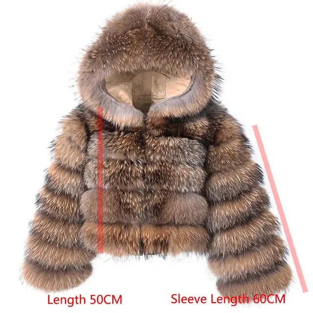 MAOMAOKONG Super Hot Winter Women Luxury Thick Real Raccoon Fur Coat 100% Natural Fox Fur Jacket Plus Size Jackets Female Vest