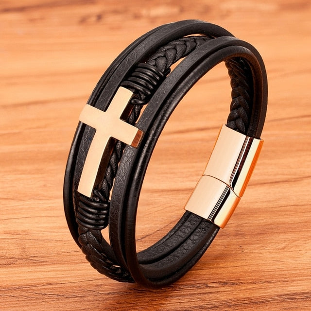 Clasp Stitching Men's Leather Bracelet - Don't Know What To Gift