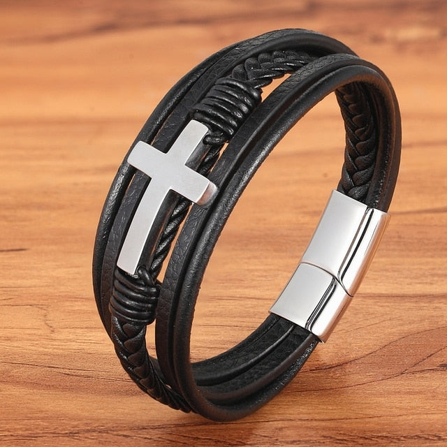 Clasp Stitching Men's Leather Bracelet - Don't Know What To Gift