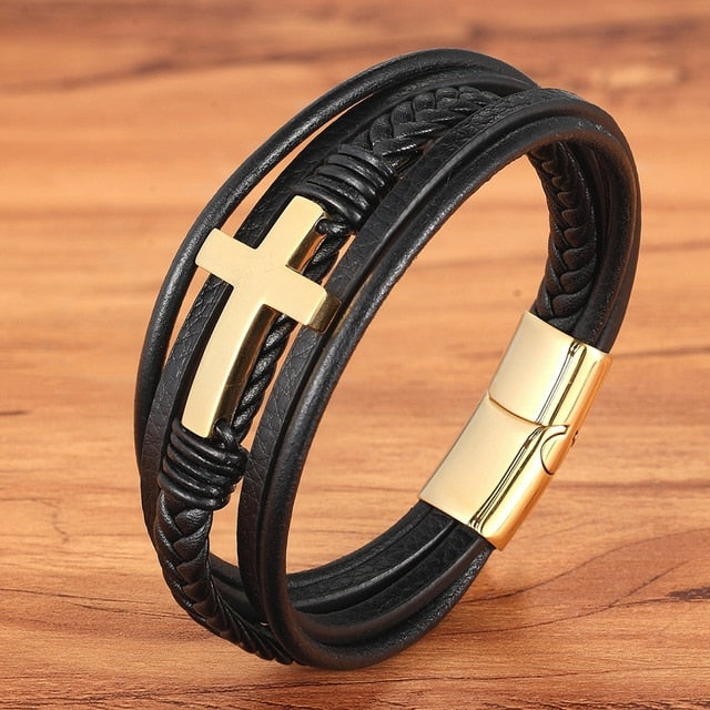 Clasp Stitching Men's Leather Bracelet - Don't Know What To Gift