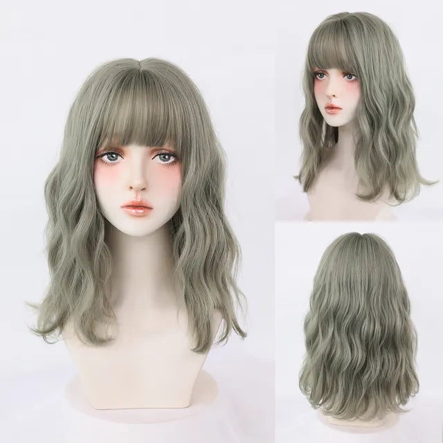 Dense Long Wave Wig Women Wig with Bangs Blonde Cospaly Lolita Daily Party Synthetic Wigs Heat Resistant Fiber Natural Fake Hair - Don't Know What To Gift