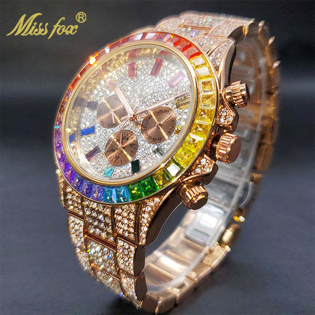 Luxury Gold Men's Watch Waterproof Stainless Steel Iced Bracelet - Don't Know What To Gift