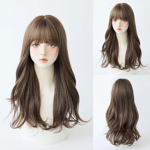 Dense Long Wave Wig Women Wig with Bangs Blonde Cospaly Lolita Daily Party Synthetic Wigs Heat Resistant Fiber Natural Fake Hair - Don't Know What To Gift