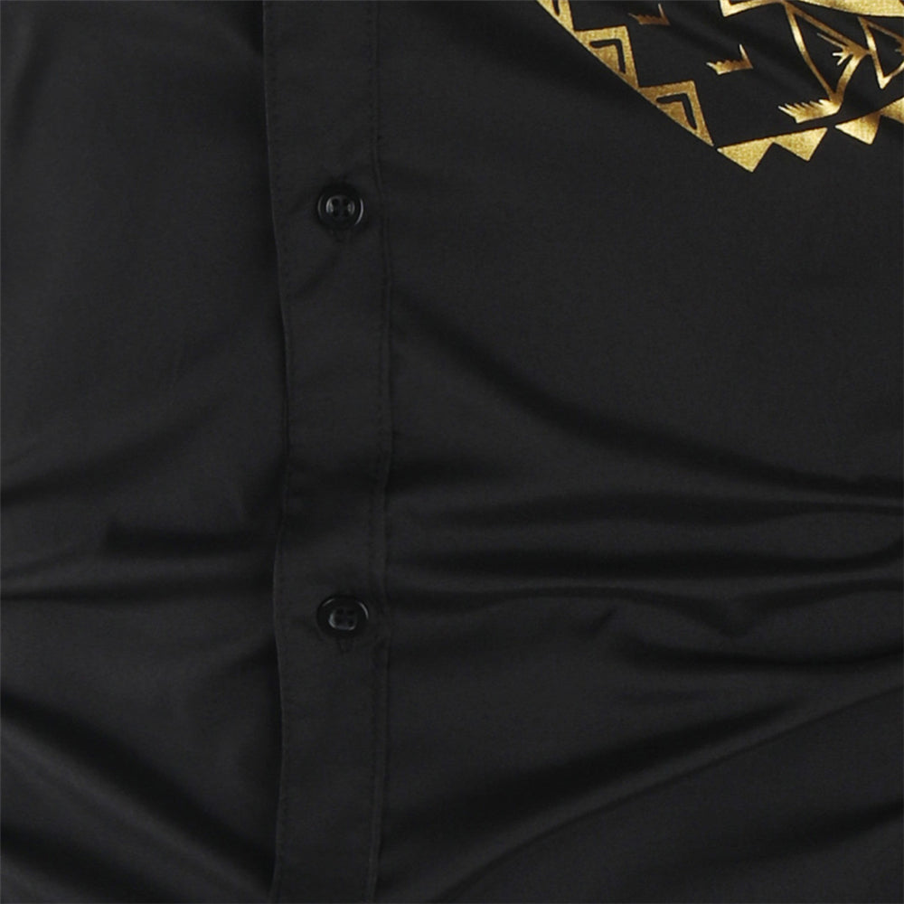 Luxury Gold Black Shirt Men New Slim Fit Long Sleeve - Don't Know What To Gift