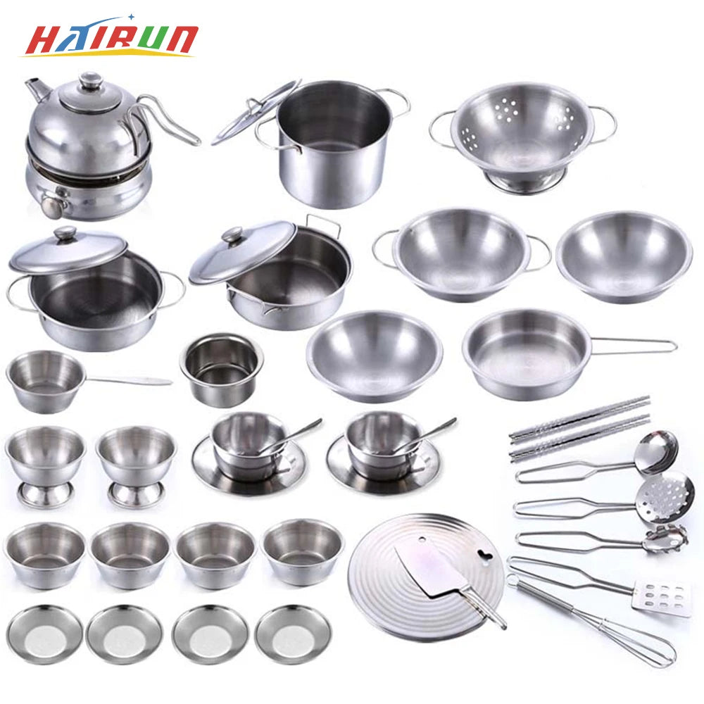 Kids Simulation Play House Toys Stainless Steel Kitchen MINI Cooking Utensils Pots Pans Food Toys Miniature Kitchen Tools Set - Don't Know What To Gift