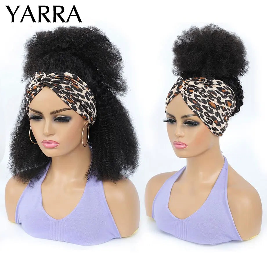 Afro Kinky Curly Human Hair Headband Wig For Black Women 180% Density Glueless Brazilian Remy Full Machine Made Hair YARRA - Don't Know What To Gift