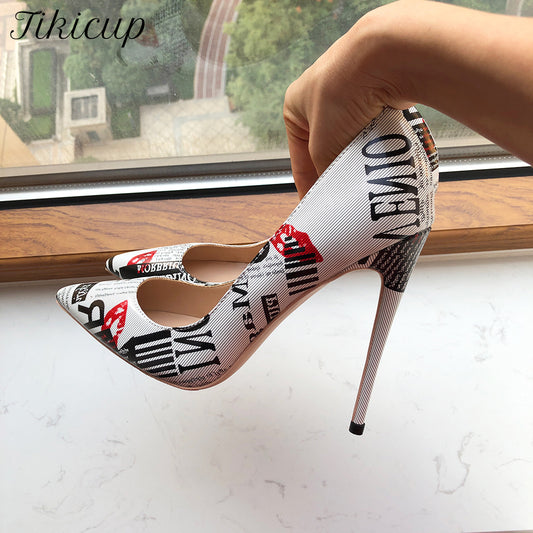 Graphic Print Pointy Toe High Heel Shoes - Don't Know What To Gift