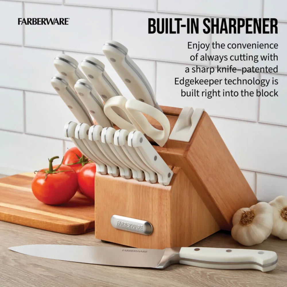 Farberware EdgeKeeper  14-Piece Forged Triple Rivet Kitchen Knife Block Set knives set  knife set