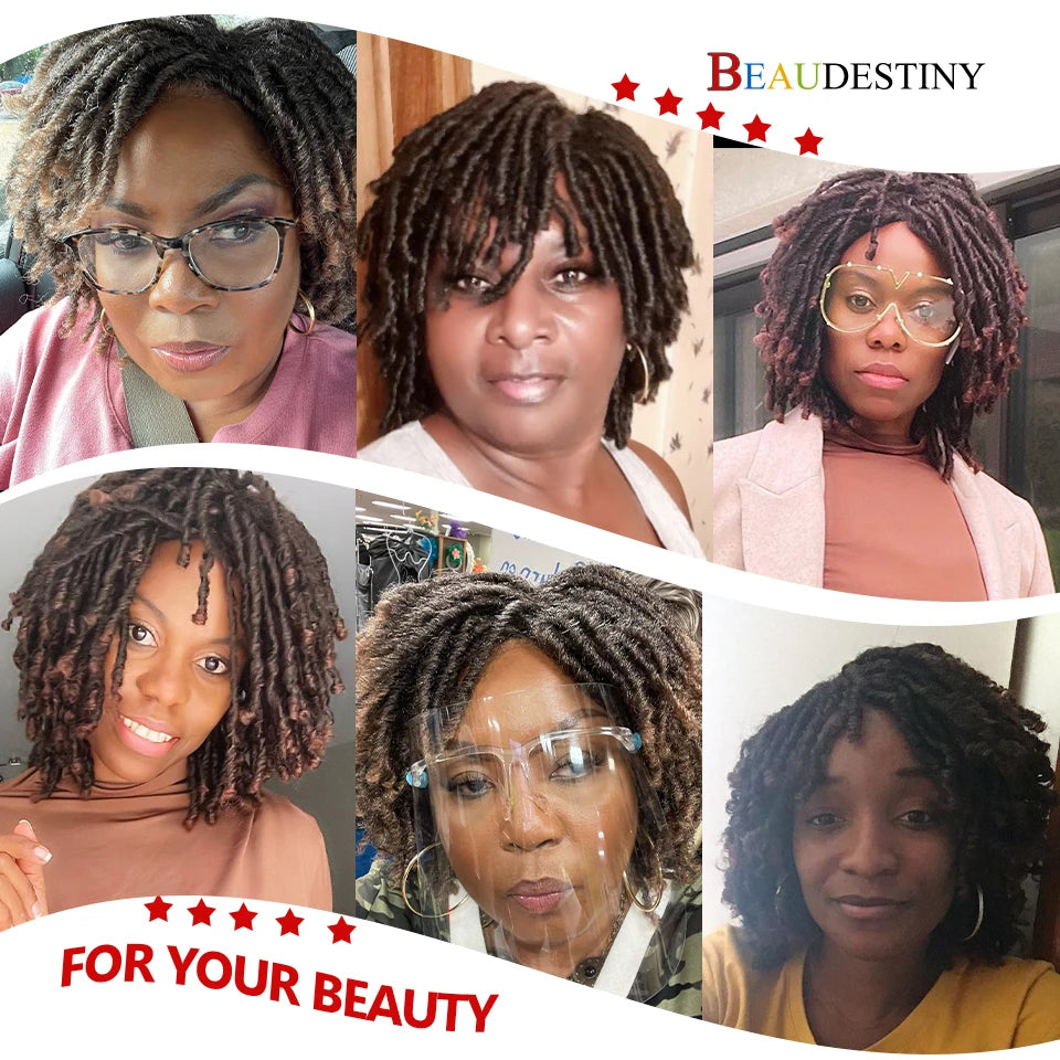 Braided Wigs For Women Synthetic Wig Ombre Braided Dreadlock Wig Black Brown Red African Faux Locs Crochet Twist Hair Short Wigs - Don't Know What To Gift