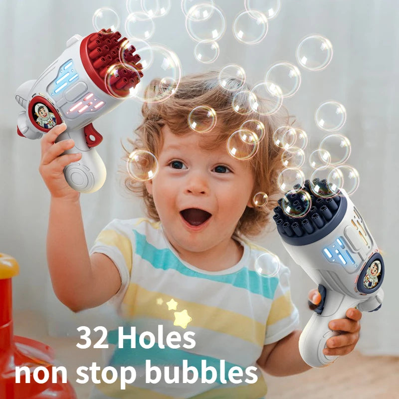 32 Holes Children Bubble Gun Toys LED Light Astronaut Shape Electric Automatic Soap Bubbles Machine for Kids Outdoor Toys Gifts - Don't Know What To Gift