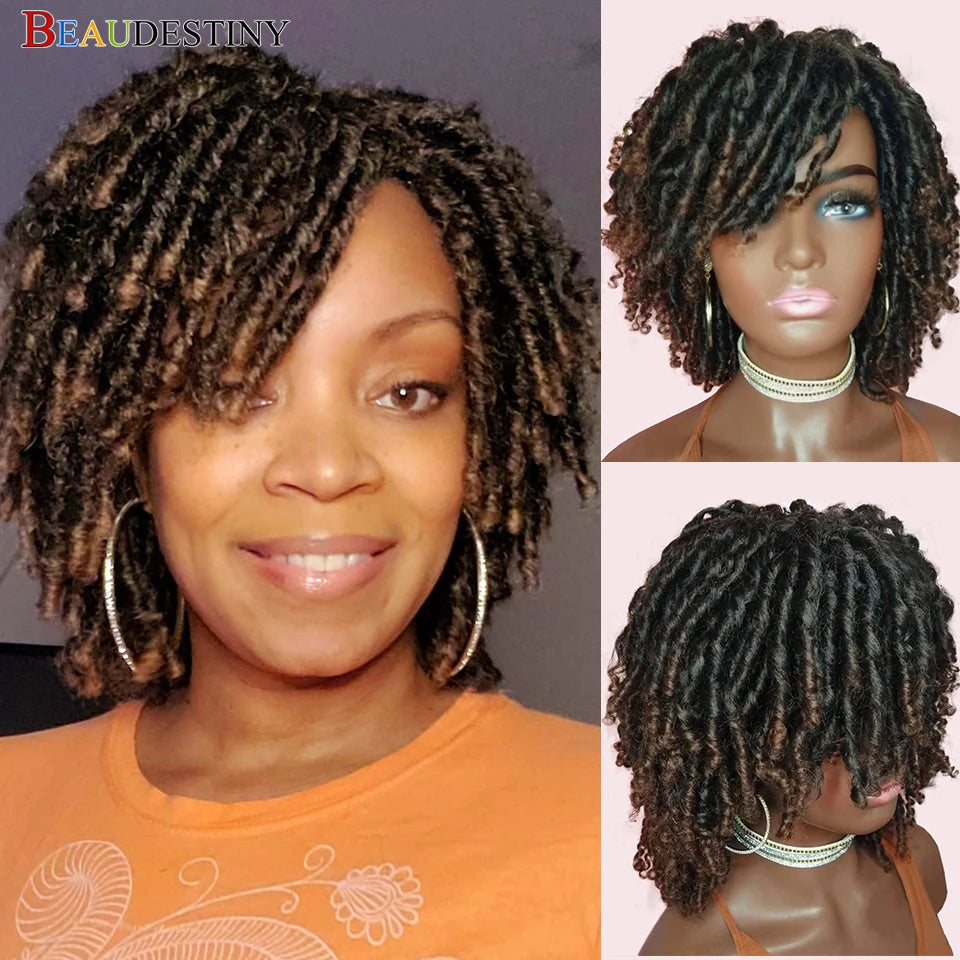 Braided Wigs For Women Synthetic Wig Ombre Braided Dreadlock Wig Black Brown Red African Faux Locs Crochet Twist Hair Short Wigs - Don't Know What To Gift