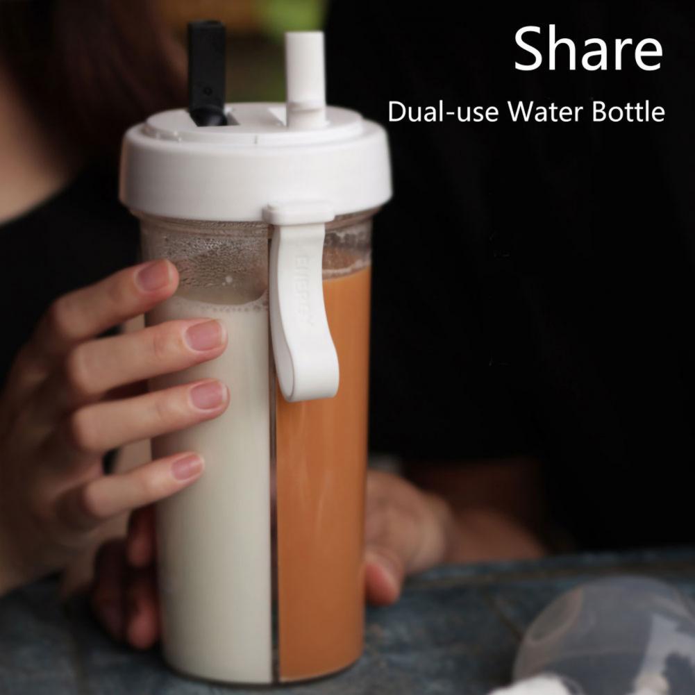 Drinking Cup Double Straw Water Bottle - Don't Know What To Gift