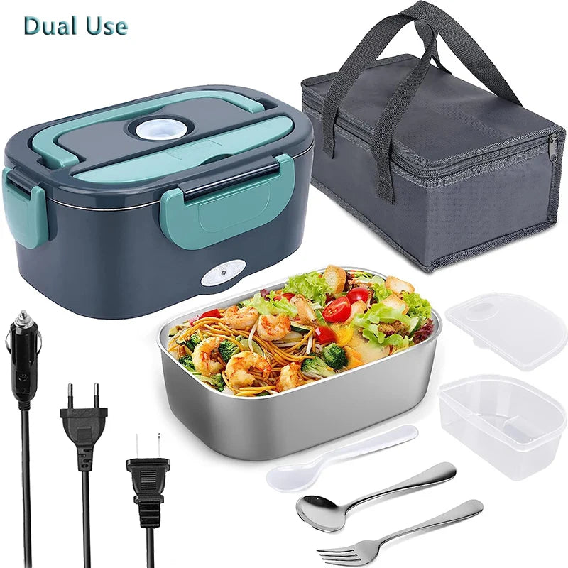 Use 12V Food Heating Car Heated Box Stainless Container Leakproof Lunch Steel 110V Home Portable Electric Warmer Dual 24V 220V