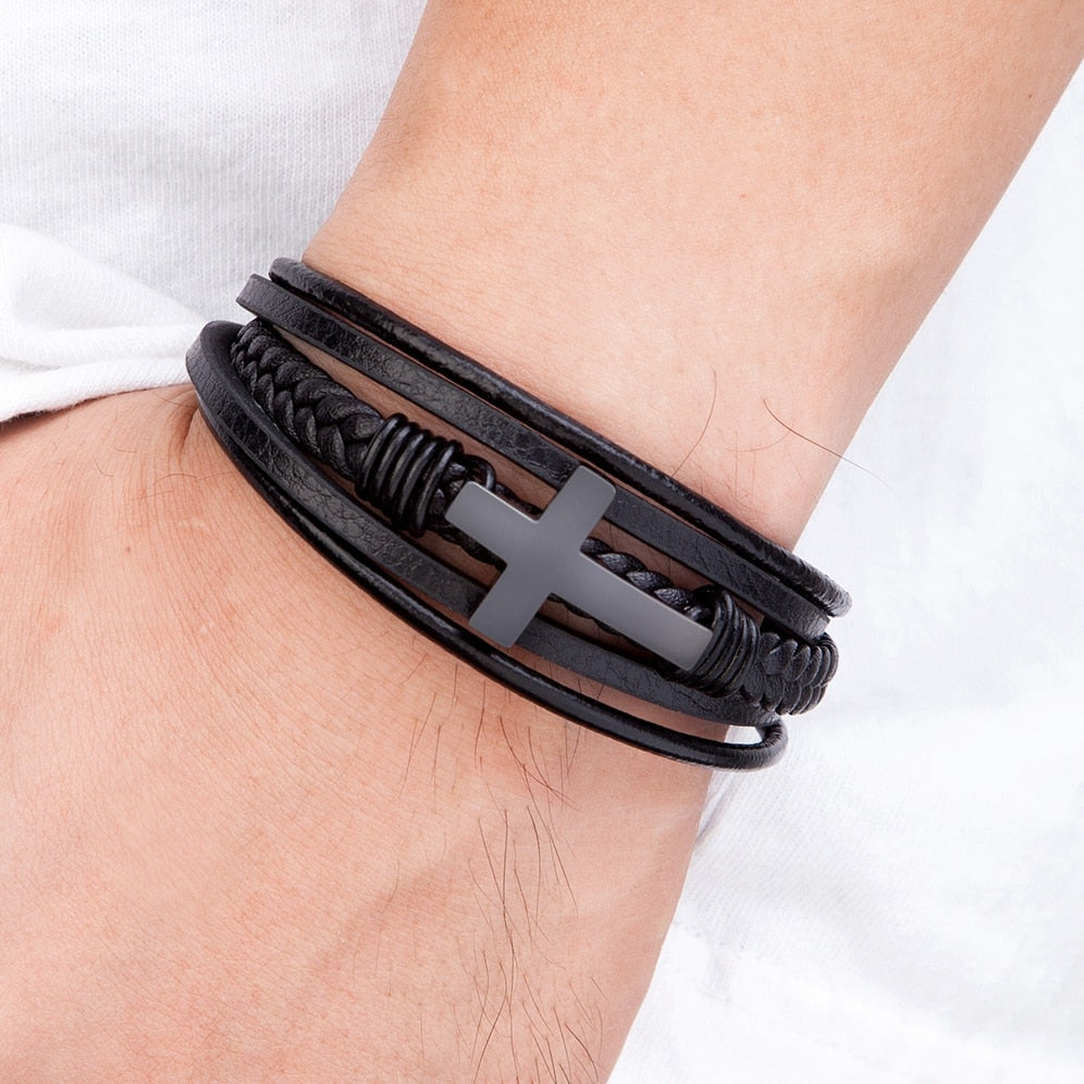 Clasp Stitching Men's Leather Bracelet - Don't Know What To Gift