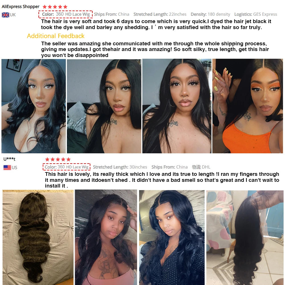 HD Transparent 360 Lace Frontal Wig 13x6 Body Wave Lace Front Human Hair Wigs For Women 32 34 Inch Brazilian 4x4 Closure Wig - Don't Know What To Gift