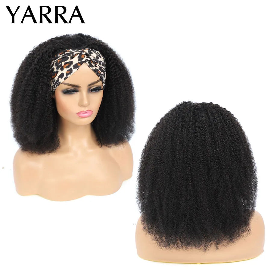 Afro Kinky Curly Human Hair Headband Wig For Black Women 180% Density Glueless Brazilian Remy Full Machine Made Hair YARRA - Don't Know What To Gift