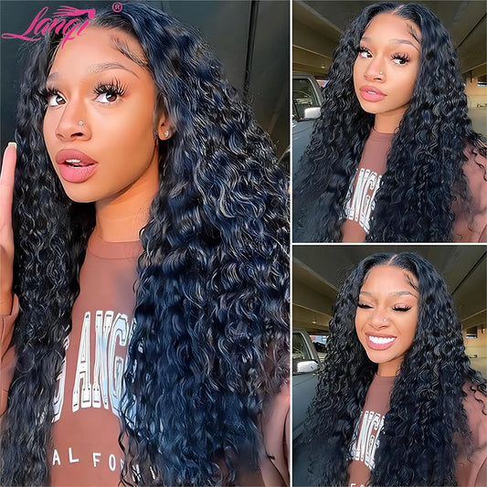 250 Density Deep Wave Frontal Wig 13x4 Lace Front Human Hair Wigs for Women HD Transparent Lace Frontal Wig 4x4 Closure Wigs