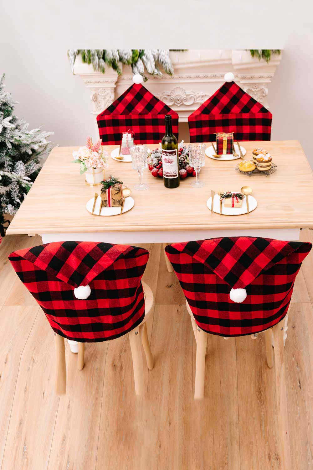 2-Pack Christmas Plaid Chair Covers - Don't Know What To Gift