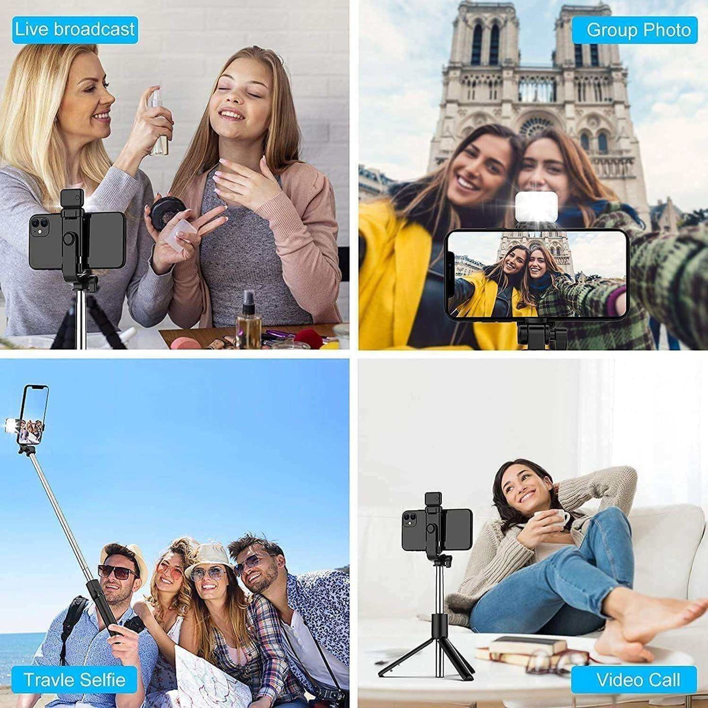 3 in 1 Wireless Selfie Stick Tripod with Flash Light - Don't Know What To Gift