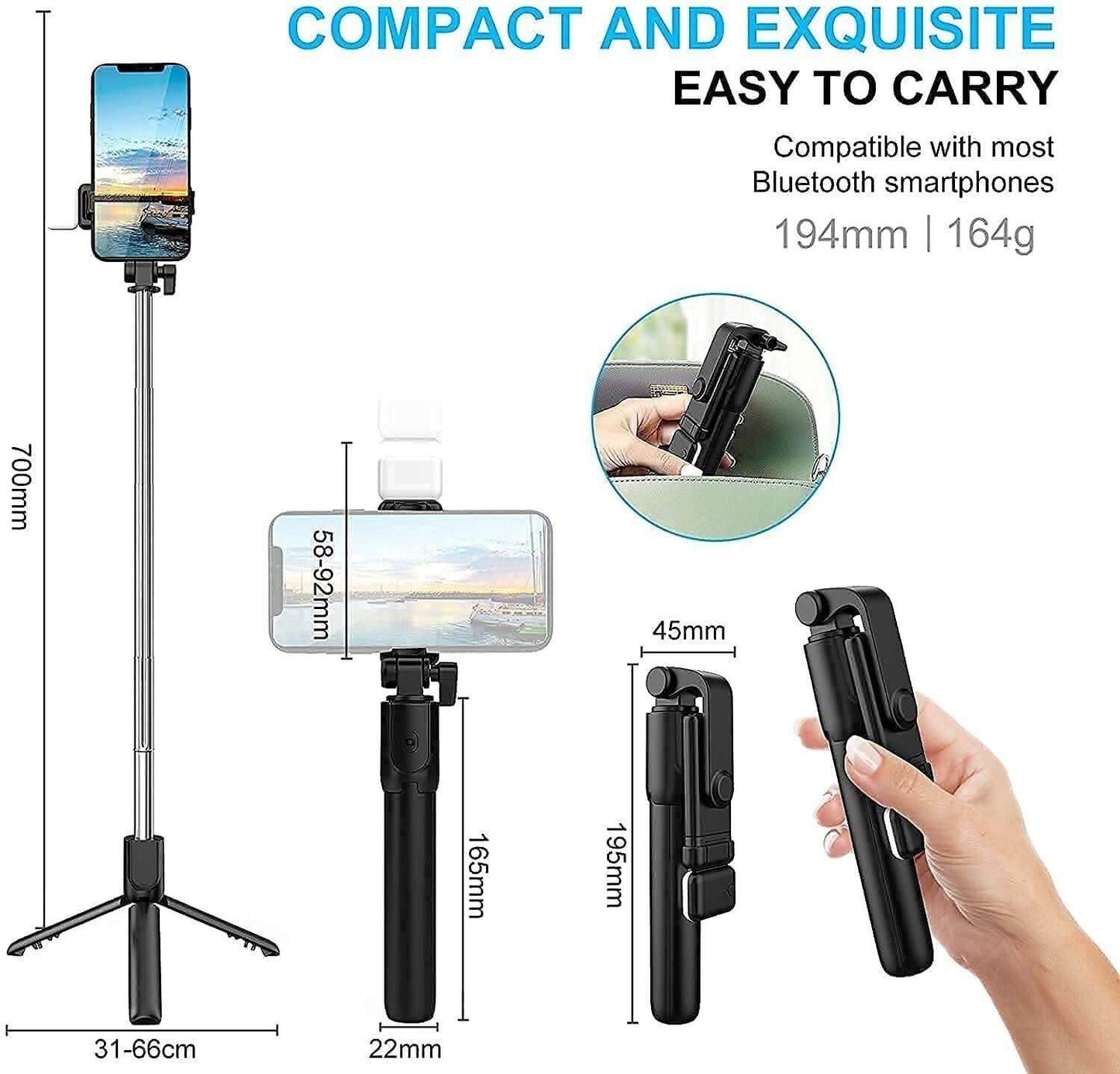 3 in 1 Wireless Selfie Stick Tripod with Flash Light - Don't Know What To Gift