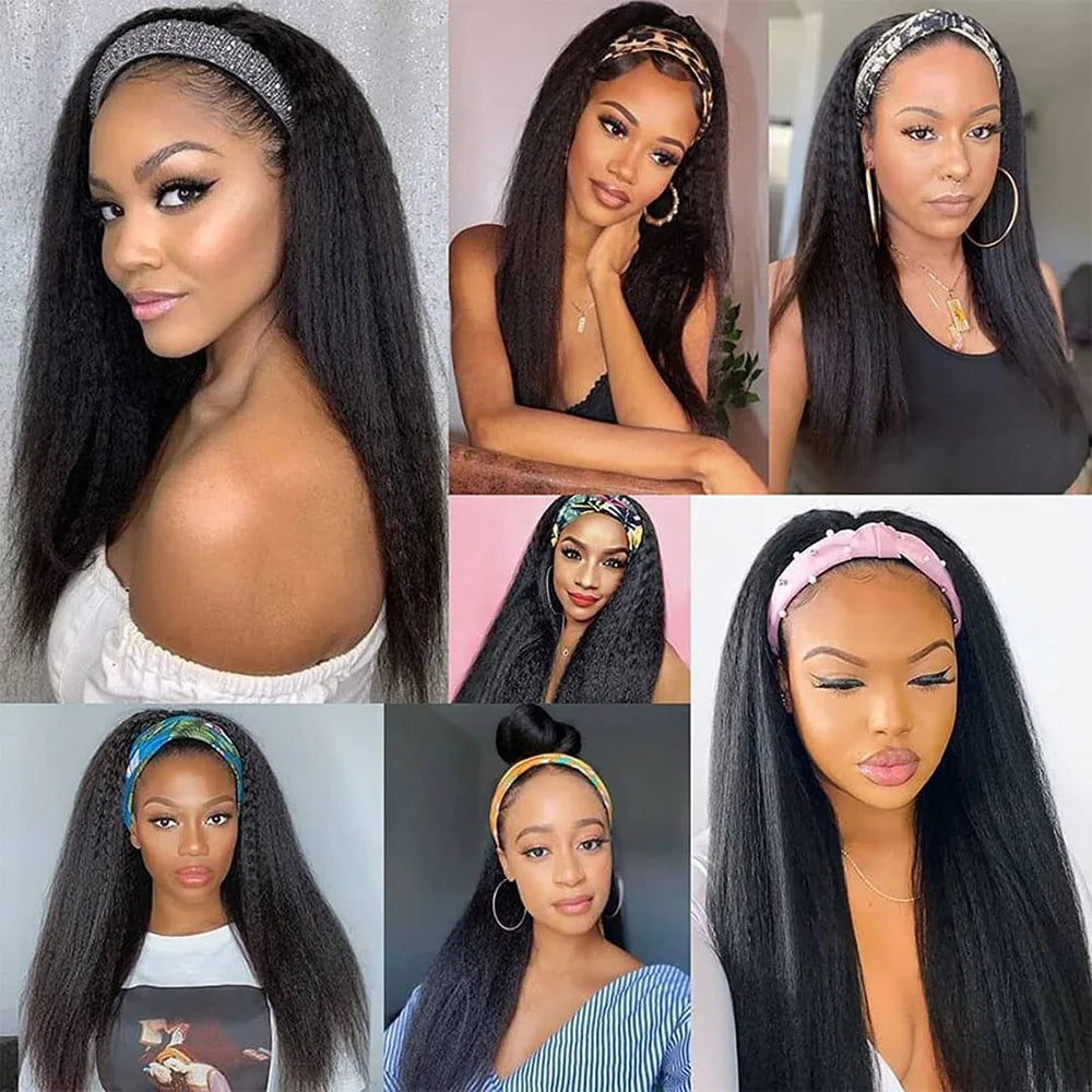 Kinky Straight Headband Wig Glueless Human Hair Wig Ready To Wear No Lace Front Brazilian Headband Human Hair Wig for Women - Don't Know What To Gift