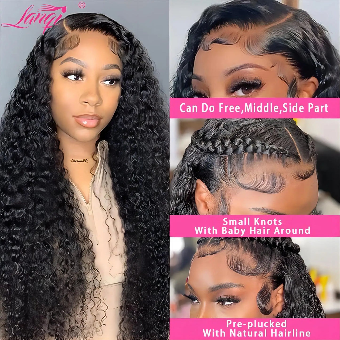 250 Density Deep Wave Frontal Wig 13x4 Lace Front Human Hair Wigs for Women HD Transparent Lace Frontal Wig 4x4 Closure Wigs