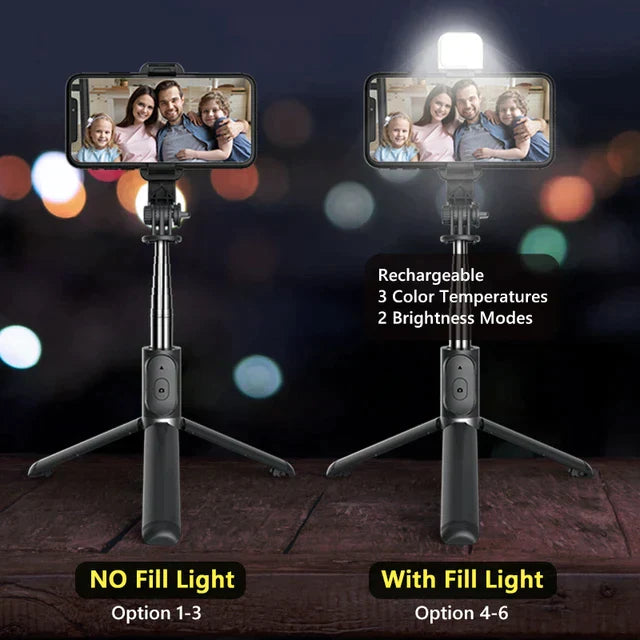 3 in 1 Wireless Selfie Stick Tripod with Flash Light - Don't Know What To Gift