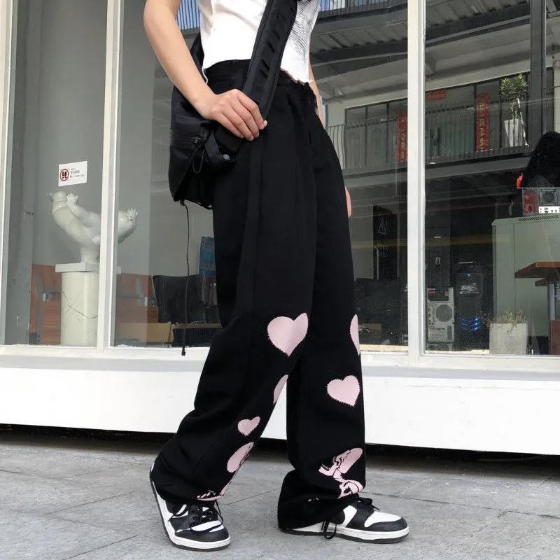 Casual Pants Women Love Skull Bone Print Wide Leg Pants - Don't Know What To Gift