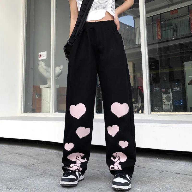 Casual Pants Women Love Skull Bone Print Wide Leg Pants - Don't Know What To Gift