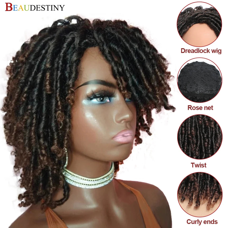 Braided Wigs For Women Synthetic Wig Ombre Braided Dreadlock Wig Black Brown Red African Faux Locs Crochet Twist Hair Short Wigs - Don't Know What To Gift