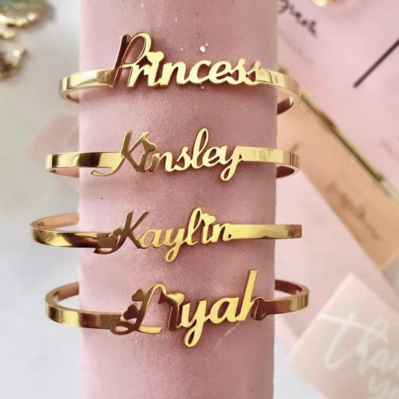 Custom Name Bracelets for Baby Personalized Name Bracelet Gold Color Stainless Steel Bangle Customized Children Birth Jewelry - Don't Know What To Gift