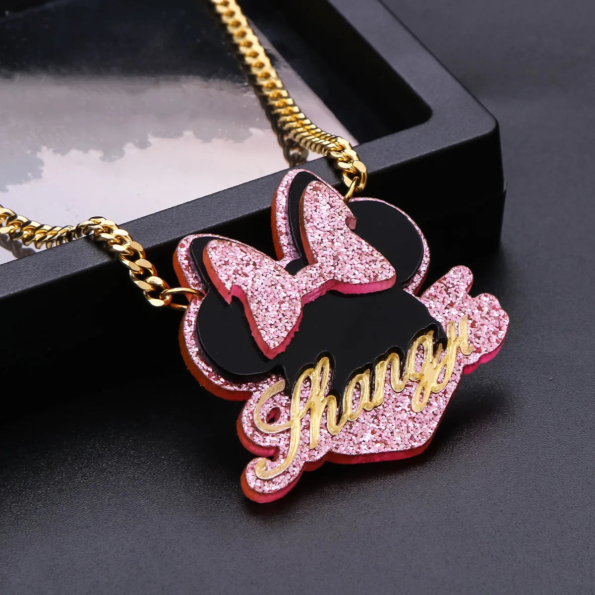 2021 Children's Cartoon Name Necklace Acrylic Name Necklace Stud Earrings Set Custom Cuban Chain Gift - Don't Know What To Gift