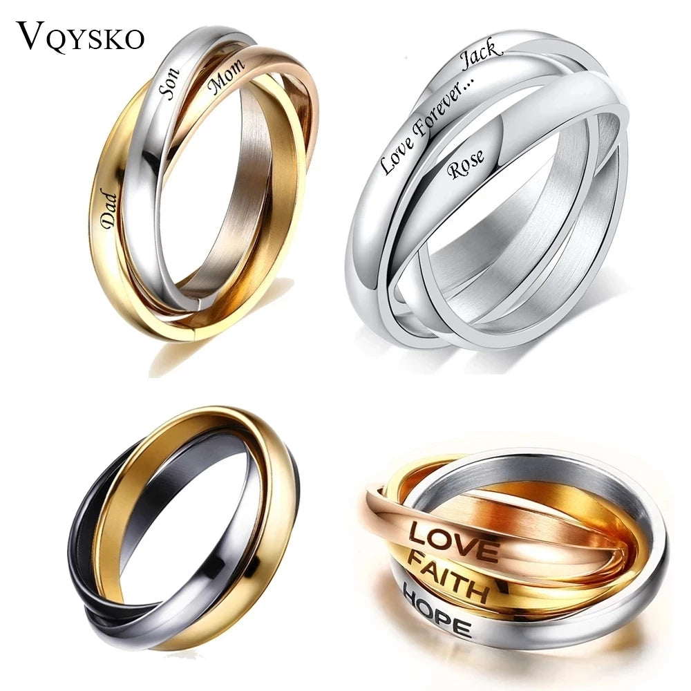 Customize Jewelry 3 Finger Ring Sets For Women Stainless Steel Wedding Engagement Ring Personalized Wholesale - Don't Know What To Gift