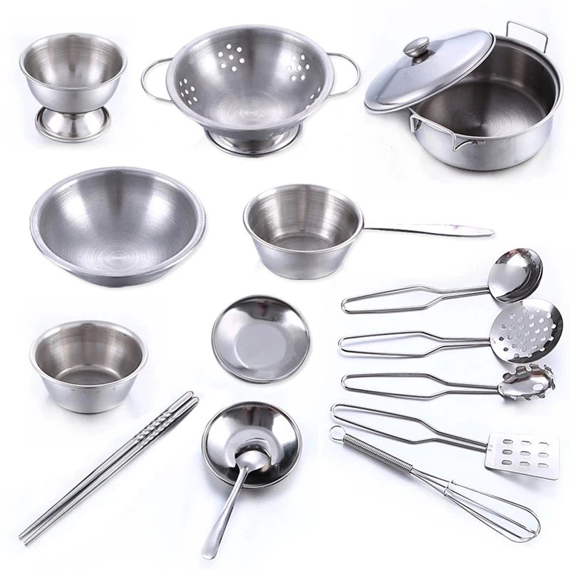 Kids Simulation Play House Toys Stainless Steel Kitchen MINI Cooking Utensils Pots Pans Food Toys Miniature Kitchen Tools Set - Don't Know What To Gift