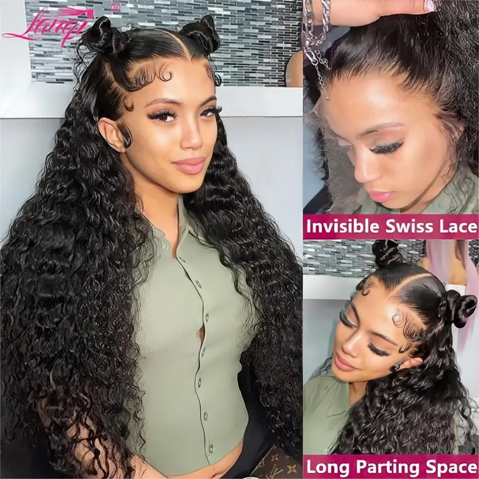 250 Density Deep Wave Frontal Wig 13x4 Lace Front Human Hair Wigs for Women HD Transparent Lace Frontal Wig 4x4 Closure Wigs